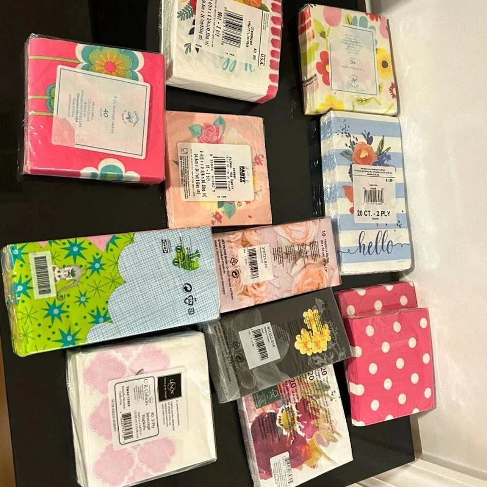 Lot of 12 Packs Decorative Paper Napkins – Assorted Designs